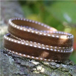 Velvet Saddle Stitch Ribbon - Brown/White